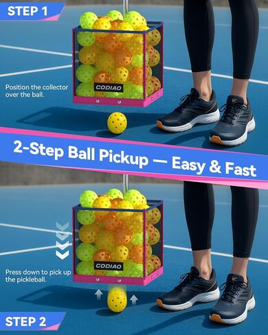 Pickleball Ball Picker العلوي ، سلة خفيفة الوزن قابلة للطي مع مقبض من الفولاذ المقاوم للصدأ تلسكوبيا ، مستردات متعددة الكرة متعددة الجهد ، المحمولة للمحاكم ، تخزين سهلة in Saudi Arabia