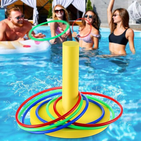 Hiboom Pool Ring Tows Tows Toys ، وألعاب حمام السباحة للبالغين والأسرة مع 6 أجهزة كمبيوتر حلقات رمي ​​، ورغوة الماء ، رمي ، ألعاب تعويم في الهواء الطلق ، الشاطئ ، الفناء ، الحفلات في أنشطة المياه الممتعة in Saudi Arabia
