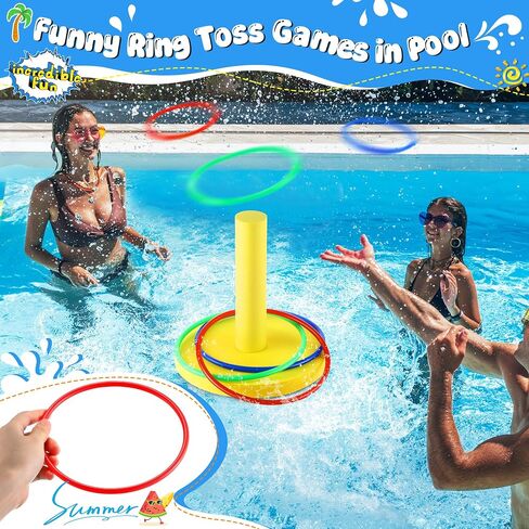 Hiboom Pool Ring Tows Tows Toys ، وألعاب حمام السباحة للبالغين والأسرة مع 6 أجهزة كمبيوتر حلقات رمي ​​، ورغوة الماء ، رمي ، ألعاب تعويم في الهواء الطلق ، الشاطئ ، الفناء ، الحفلات في أنشطة المياه الممتعة in Saudi Arabia