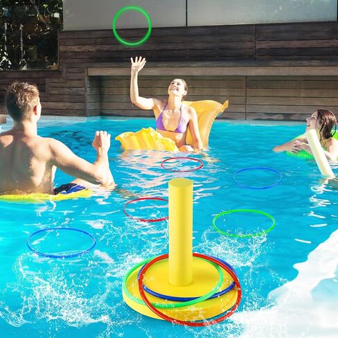 Hiboom Pool Ring Tows Tows Toys ، وألعاب حمام السباحة للبالغين والأسرة مع 6 أجهزة كمبيوتر حلقات رمي ​​، ورغوة الماء ، رمي ، ألعاب تعويم في الهواء الطلق ، الشاطئ ، الفناء ، الحفلات في أنشطة المياه الممتعة in Saudi Arabia