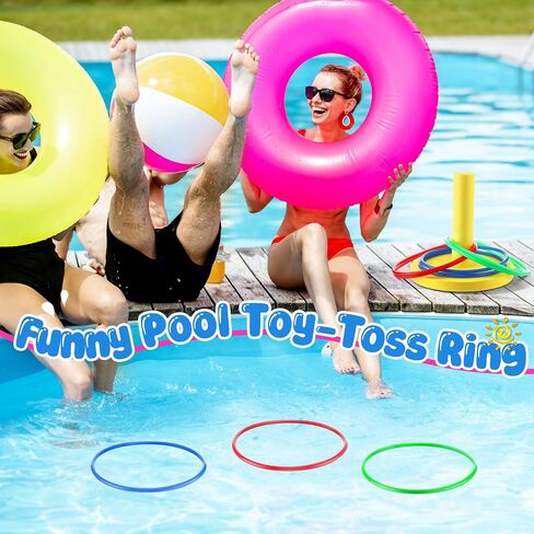 Hiboom Pool Ring Tows Tows Toys ، وألعاب حمام السباحة للبالغين والأسرة مع 6 أجهزة كمبيوتر حلقات رمي ​​، ورغوة الماء ، رمي ، ألعاب تعويم في الهواء الطلق ، الشاطئ ، الفناء ، الحفلات في أنشطة المياه الممتعة in Saudi Arabia