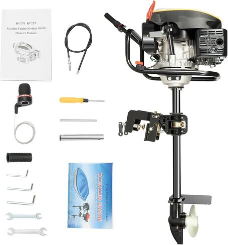 4-Stroke 9HP Outboard Motor, 225CC Heavy Duty Outboard Motor Inflatable Marine Fishing Boat Yacht Engine with Air Cooling System Electric Boat Motor in Saudi Arabia