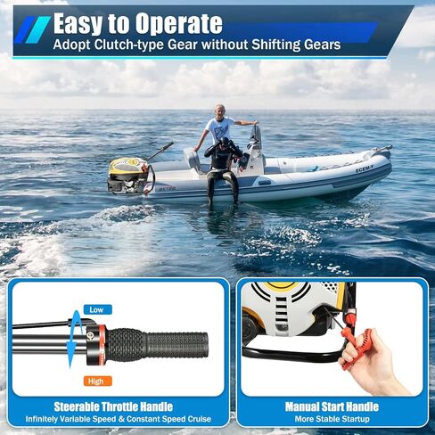 4-Stroke 9HP Outboard Motor, 225CC Heavy Duty Outboard Motor Inflatable Marine Fishing Boat Yacht Engine with Air Cooling System Electric Boat Motor in Saudi Arabia