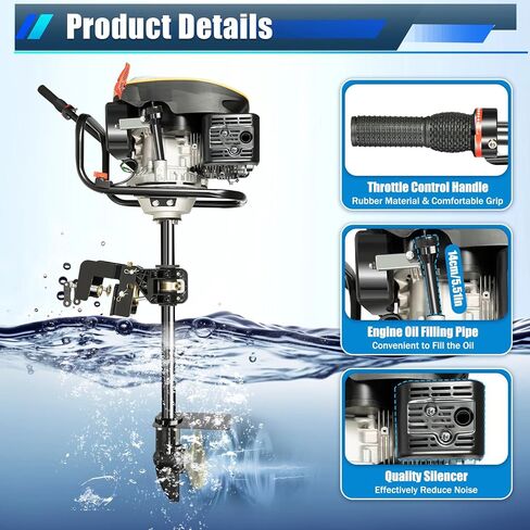 4-Stroke 9HP Outboard Motor, 225CC Heavy Duty Outboard Motor Inflatable Marine Fishing Boat Yacht Engine with Air Cooling System Electric Boat Motor in Saudi Arabia