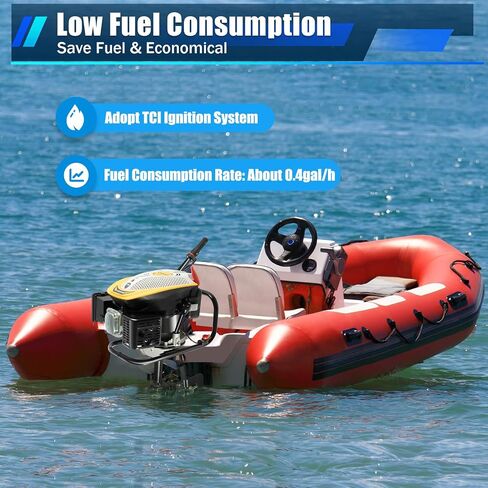 4-Stroke 9HP Outboard Motor, 225CC Heavy Duty Outboard Motor Inflatable Marine Fishing Boat Yacht Engine with Air Cooling System Electric Boat Motor in Saudi Arabia