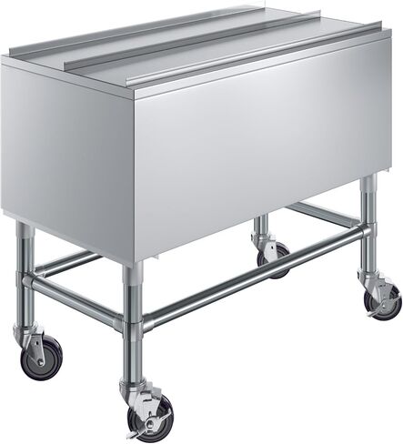 18-1/2 in. x 36 in. Mobile Ice Bin with Sliding Lid – Stainless Steel, Insulated, with Bottle Holders & Casters, NSF in Saudi Arabia