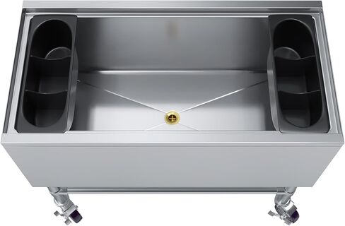 18-1/2 in. x 36 in. Mobile Ice Bin with Sliding Lid – Stainless Steel, Insulated, with Bottle Holders & Casters, NSF in Saudi Arabia