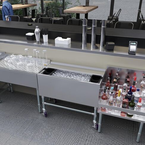 18-1/2 in. x 36 in. Mobile Ice Bin with Sliding Lid – Stainless Steel, Insulated, with Bottle Holders & Casters, NSF in Saudi Arabia