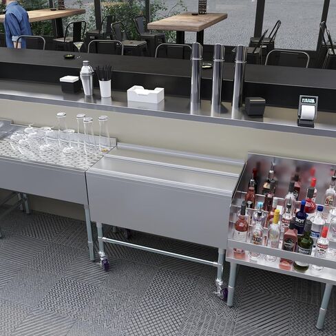 18-1/2 in. x 36 in. Mobile Ice Bin with Sliding Lid – Stainless Steel, Insulated, with Bottle Holders & Casters, NSF in Saudi Arabia