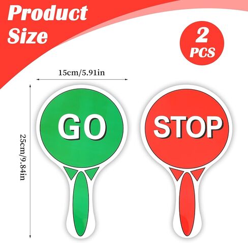 Handheld Stop and Go Sign - Double Sided Traffic Light for Kids, School Crossing Guard Equipment with Handle, 9.84x5.91Inches in Saudi Arabia
