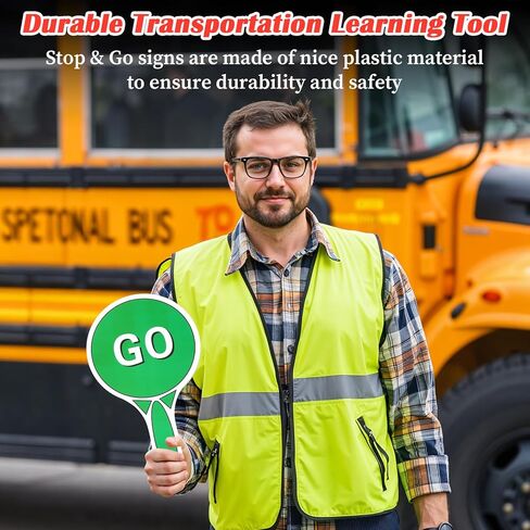 Handheld Stop and Go Sign - Double Sided Traffic Light for Kids, School Crossing Guard Equipment with Handle, 9.84x5.91Inches in Saudi Arabia
