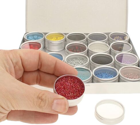 The Beadsmith Rectangle Storage Compacts – Aluminum, 20 Containers with Translucent Tops – Perfect for Beads, Diamond Painting, Rhinestones, Crystals and Other DIY Crafts in Saudi Arabia