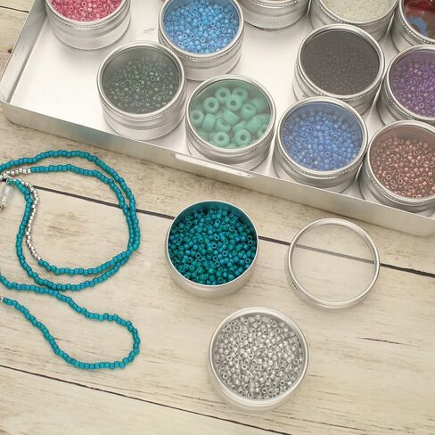 The Beadsmith Rectangle Storage Compacts – Aluminum, 20 Containers with Translucent Tops – Perfect for Beads, Diamond Painting, Rhinestones, Crystals and Other DIY Crafts in Saudi Arabia