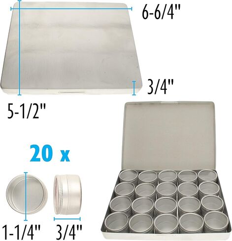 The Beadsmith Rectangle Storage Compacts – Aluminum, 20 Containers with Translucent Tops – Perfect for Beads, Diamond Painting, Rhinestones, Crystals and Other DIY Crafts in Saudi Arabia