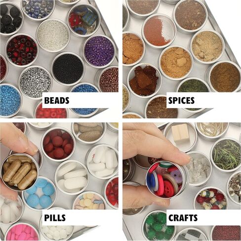 The Beadsmith Rectangle Storage Compacts – Aluminum, 20 Containers with Translucent Tops – Perfect for Beads, Diamond Painting, Rhinestones, Crystals and Other DIY Crafts in Saudi Arabia