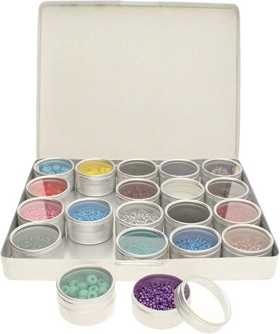 The Beadsmith Rectangle Storage Compacts – Aluminum, 20 Containers with Translucent Tops – Perfect for Beads, Diamond Painting, Rhinestones, Crystals and Other DIY Crafts in Saudi Arabia