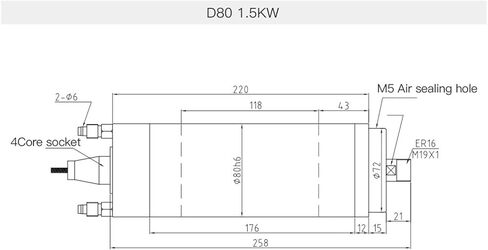 1.5kw 2.2 كيلو وات من المغزل المبرد بالمياه 220V 380V ER16 ER20 400Hz (D85 2.2KW 220V ER20) in Kuwait