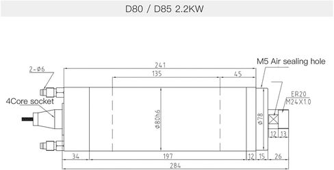 1.5kw 2.2 كيلو وات من المغزل المبرد بالمياه 220V 380V ER16 ER20 400Hz (D85 2.2KW 220V ER20) in Kuwait