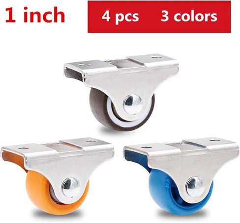 1 Inch Dia Universal Furniture Caster Trolley Iron Top Plate Silent Nylon Fixed Caster Wheel 4 Pcs(Blue) in Saudi Arabia