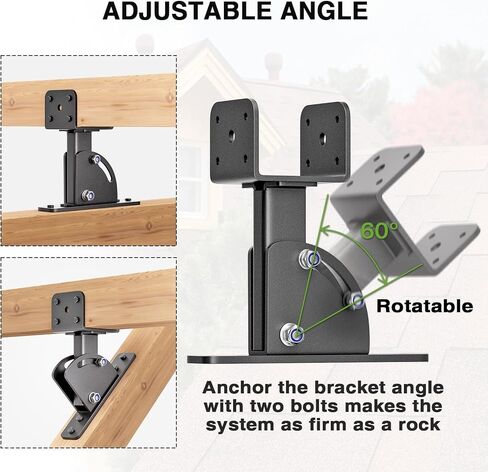 Roof Riser Brackets, Stainless Steel 4x4 (Actual Size:3.5"×3.5") Adjustable Angles Saddle Roof Riser Brackets for Patio Cover for Patio Cover Roof Gazebo, 3Pack in Saudi Arabia
