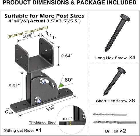 Roof Riser Brackets, Stainless Steel 4x4 (Actual Size:3.5"×3.5") Adjustable Angles Saddle Roof Riser Brackets for Patio Cover for Patio Cover Roof Gazebo, 3Pack in Saudi Arabia