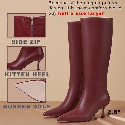 CELNEPHO Knee High Boots Women Pointed Toe Tall Boots Stiletto High Heel Long Boots Side Zipper Sexy Dress Boots in Kuwait