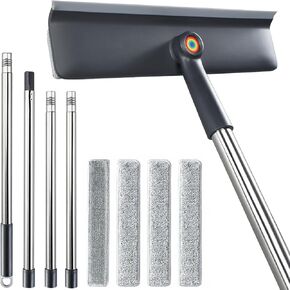60" Window Squeegee for Home - 3-in-1 Window Cleaning Kit - Multi-Surface Washing Tool for Glass/Mirrors/Screens - with 3 Microfiber Cloths + Screen Brush - Indoor/Outdoor in Saudi Arabia