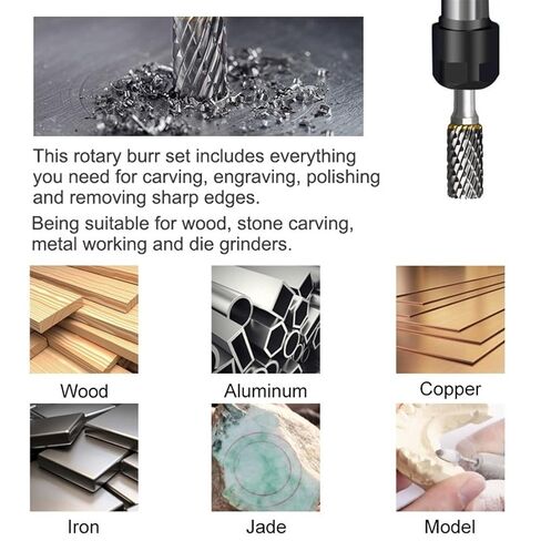 6 مم شانك قطع مزدوجة قطع دوارة بت النوع من Tungsten كربيد ملف دوار للأدوات اليدوية الخشبية المعدنية 1pcs (20x10) in Kuwait