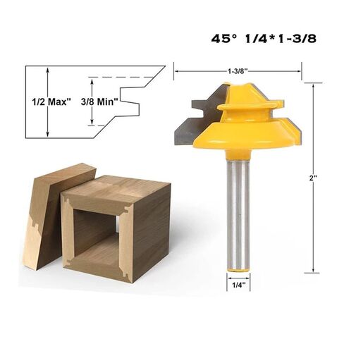 45 درجة تصل إلى 1-1/2 قفل الأسهم Miter Bit Woodwork 6.35mm Shank 1pcs (1-38) in Saudi Arabia