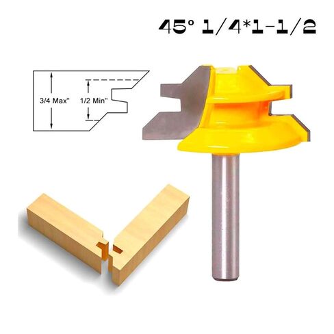45 درجة تصل إلى 1-1/2 قفل الأسهم Miter Bit Woodwork 6.35mm Shank 1pcs (1-38) in Saudi Arabia