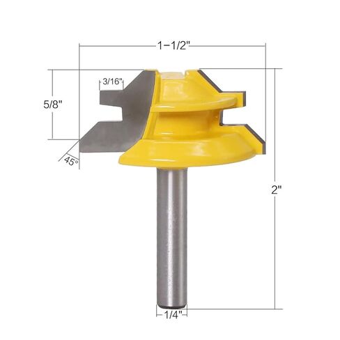 45 درجة تصل إلى 1-1/2 قفل الأسهم Miter Bit Woodwork 6.35mm Shank 1pcs (1-38) in Saudi Arabia