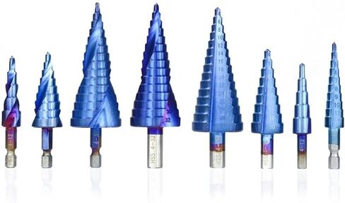 Step Drill Bit 1pc 3-12/4-12/4-20/4-32 Blue Coated Core Hole Cutter for Wood/Metal Cone Drill Bit Drilling Tool 1Pcs(Hex Spiral 4-20) in Saudi Arabia