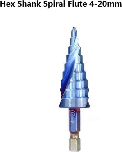 Step Drill Bit 1pc 3-12/4-12/4-20/4-32 Blue Coated Core Hole Cutter for Wood/Metal Cone Drill Bit Drilling Tool 1Pcs(Hex Spiral 4-20) in Saudi Arabia