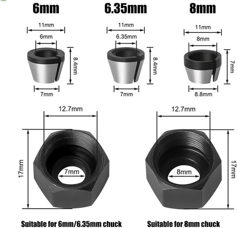 دقة محول محول أدوات التوجيه كوليت حامل 6 مم/6.35mm/8mm 1pcs (8 مم) in Saudi Arabia
