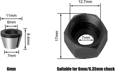 دقة محول محول أدوات التوجيه كوليت حامل 6 مم/6.35mm/8mm 1pcs (8 مم) in Saudi Arabia