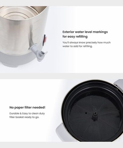 SYBO Commercial Grade Stainless Steel Percolate Coffee Maker Hot Water Urn for Catering, 30-Cup, 3.5L, Grey in Kuwait