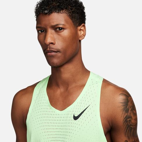 Nike AeroSwift Men's Dri-FIT ADV Running Singlet (Vapor Green/Black, FN4231-376) Size Medium in Saudi Arabia