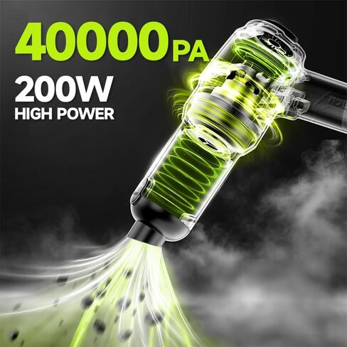 Handheld Car Vacuum Cordless, Portable Cars Vacuum Cleaner with 40000Pa High Power & Suction, Powerfull 4-in-1 Hand Held Air Duster Fast Cleaning for Car,Home,Office,Pet Hair (Green) in Kuwait