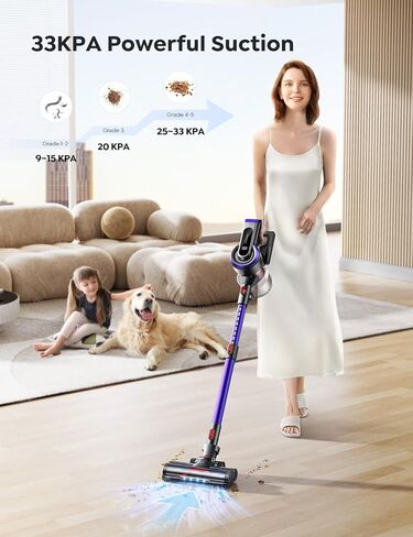 منظف ​​مكسور لفراغات ، 450W 38KPA كحد أقصى 55 دقيقة من عمال الفراغ للمنزل مع بطارية قابلة للفصل ، فراغ عصا مع عرض اللمس ، فراغات محمولة لشعر السجاد الصلب in Kuwait