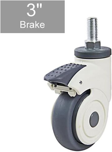 Full Plastic Mute Casters Wheels M12x25 Screw TPR Wheel Mute Electronic Equipment 2Pcs(3 inch Universal x2) in Saudi Arabia