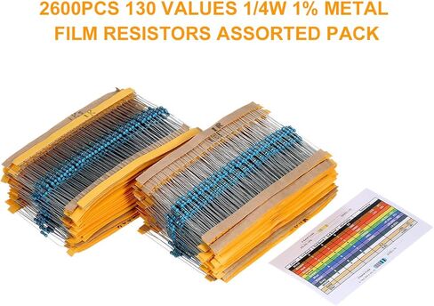 طقم المقاوم ، 2600pcs 130 قيم مقاوم Kit 0.25W مقاوم مجموعة مجموعة مقاوم للأفلام المعدنية للمشاريع الإلكترونية DIY in Kuwait