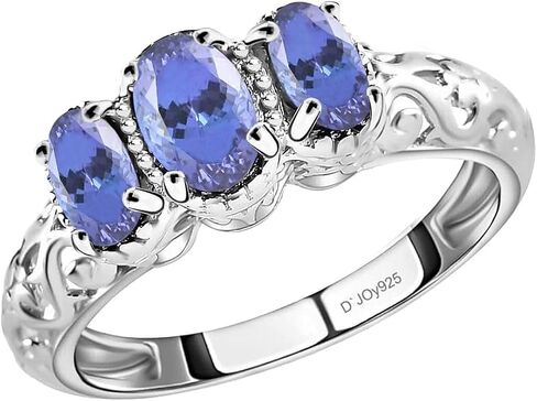 Amethyst Ring Sterling Silver Rings Women in Platinum Plating Crystal Stone Unique Trendy Jewelry Birthday Gifts for Women Size - 7 in Kuwait