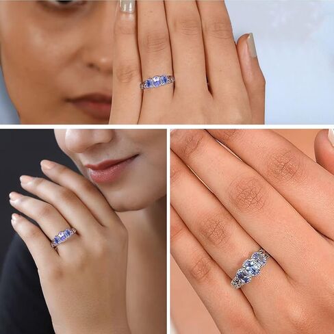 Amethyst Ring Sterling Silver Rings Women in Platinum Plating Crystal Stone Unique Trendy Jewelry Birthday Gifts for Women Size - 7 in Kuwait