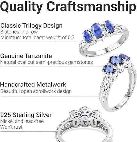 Amethyst Ring Sterling Silver Rings Women in Platinum Plating Crystal Stone Unique Trendy Jewelry Birthday Gifts for Women Size - 7 in Kuwait