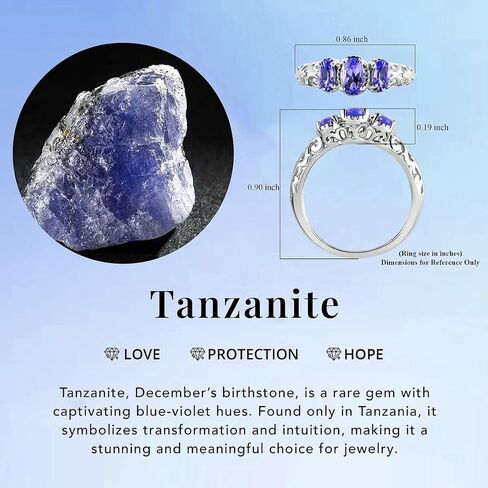Amethyst Ring Sterling Silver Rings Women in Platinum Plating Crystal Stone Unique Trendy Jewelry Birthday Gifts for Women Size - 7 in Kuwait