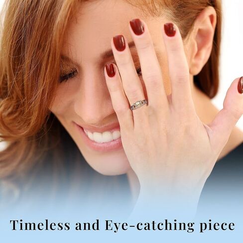 Amethyst Ring Sterling Silver Rings Women in Platinum Plating Crystal Stone Unique Trendy Jewelry Birthday Gifts for Women Size - 7 in Kuwait