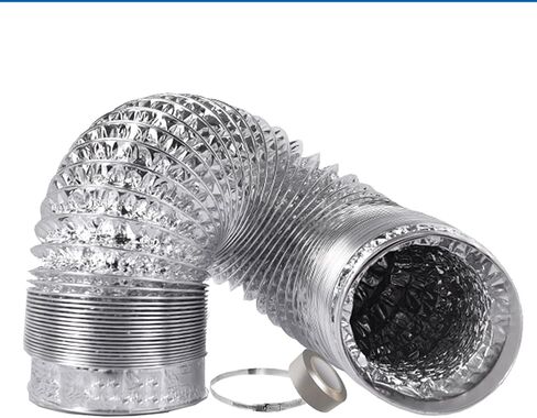 Dryer Vent Hose,Vent Hose, Flexible Stretch Adjustable Black Silver 2-Layer Non-Insulated Flex Air Aluminum Foil Ducting, for Grow Tents Dryer Rooms House Vent 1/2/3/4/5m(2m,80mm) in Saudi Arabia