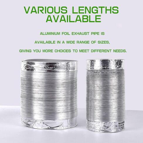 Dryer Vent Hose,Vent Hose, Flexible Stretch Adjustable Black Silver 2-Layer Non-Insulated Flex Air Aluminum Foil Ducting, for Grow Tents Dryer Rooms House Vent 1/2/3/4/5m(2m,80mm) in Saudi Arabia