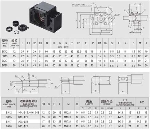 1PC BK15 و 1PC BF15 Ballscrew End يدعم دعم CNC تحمل in Saudi Arabia