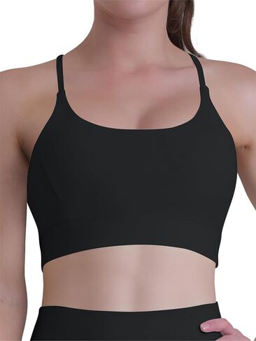 Bowknot Strappy Sports Bra for Women-U-Neck High Impact Workout Cami Top مع حشو مدمج in Kuwait